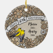 Gepersonaliseerd 50ste Jubileum, Gouden Keramisch Ornament (Achterkant)