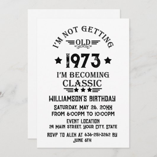 Gepersonaliseerd 50ste verjaardagsfeest kaart (Voorkant / Achterkant)