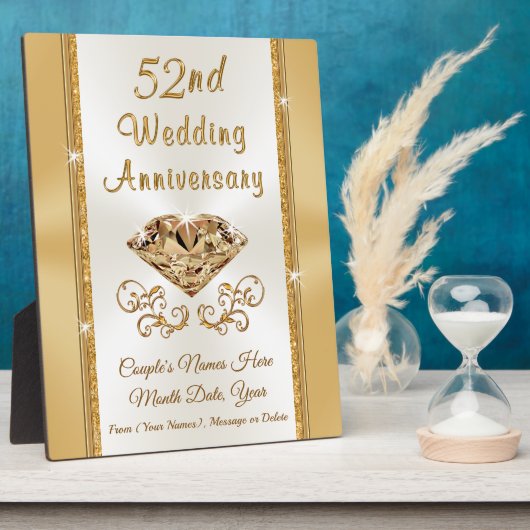 Gepersonaliseerd 52e weddenschap Jubileum Gift Fotoplaat (Zijkant)