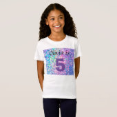 Gepersonaliseerd 5e verjaardag Mousserend Glitter T-shirt (Voorkant volledig)