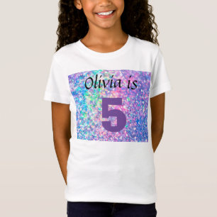 Gepersonaliseerd 5e verjaardag Mousserend Glitter  T-shirt