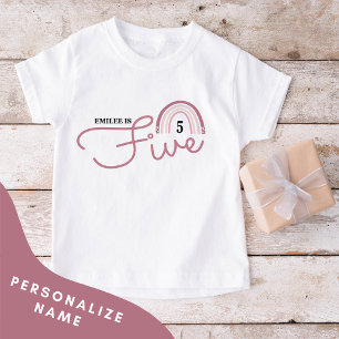 Gepersonaliseerd 5e verjaardag shirt (roze)