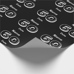 Gepersonaliseerd 60e Birthday zwart omslagpapier Cadeaupapier