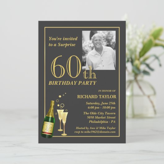 Gepersonaliseerd 60e verjaardag van uitnodigingen (Staand voorkant)
