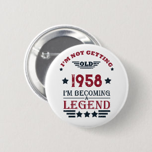 Gepersonaliseerd  65ste verjaardagsfeest ronde button 5,7 cm