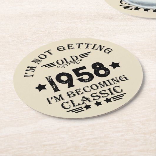 Gepersonaliseerd 65ste verjaardagsfeest ronde kartonnen onderzetter (Gebogen)