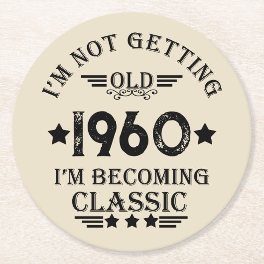 Gepersonaliseerd 65ste verjaardagsfeest ronde kartonnen onderzetter (Voorkant)