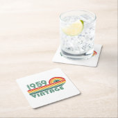 Gepersonaliseerd 65ste verjaardagsfeest vierkante kartonnen onderzetter (Insitu)