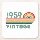 Gepersonaliseerd 65ste verjaardagsfeest vierkante kartonnen onderzetter (Voorkant)