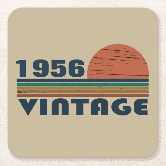 Gepersonaliseerd 65ste verjaardagsfeest vierkante kartonnen onderzetter (Voorkant)