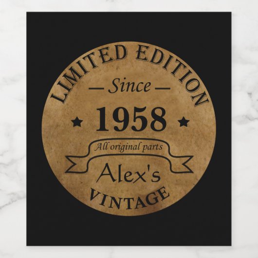 Gepersonaliseerd 65ste verjaardagsfeest wijn etiket (Enkel label)