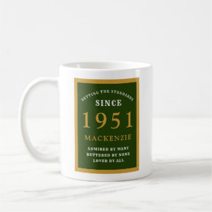 Gepersonaliseerd 70e verjaardag 1951 Elegant Green Koffiemok