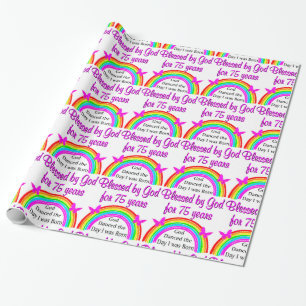GEPERSONALISEERD 75E VERJAARDAG REGENBOOG ONTWERP CADEAUPAPIER