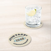 Gepersonaliseerd 75e verjaardagsfeest ronde kartonnen onderzetter (Insitu)