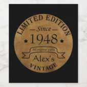 Gepersonaliseerd 75e verjaardagsfeest wijn etiket (Enkel label)