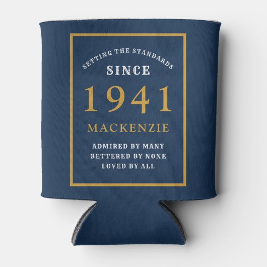 Gepersonaliseerd 80e verjaardag 1941 Elegant Blue  Blikjeskoeler (Voorkant)