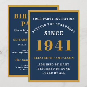 Gepersonaliseerd 80e verjaardag 1941 Elegant Blue Kaart