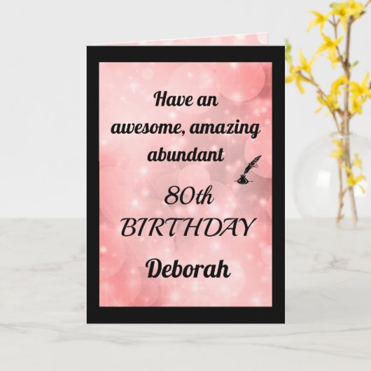 Gepersonaliseerd 80th Birthday Folded Wenskaart Kaart (Gele Bloem)