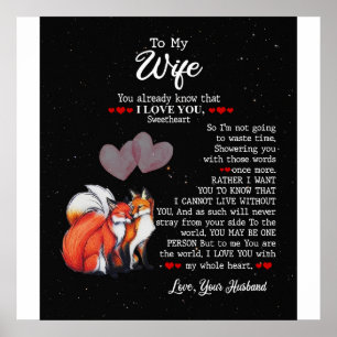 Gepersonaliseerd aan mijn vrouw-paar-fox, ik hou v poster