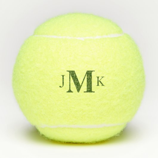 Gepersonaliseerd Aangepast Groen Monogram Tennisballen (Voorkant)
