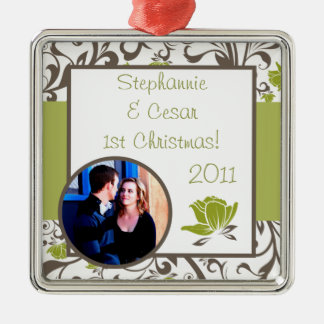 Gepersonaliseerd Aangepast Ornament Groene Bloemen