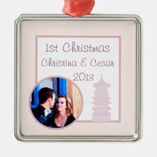 Gepersonaliseerd Aangepast Ornament Paarse Roze La