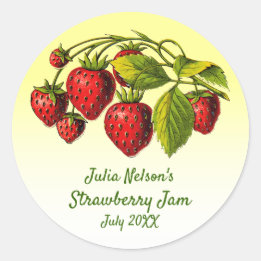 Gepersonaliseerd aardbeigeel ombre Jam Jar Label