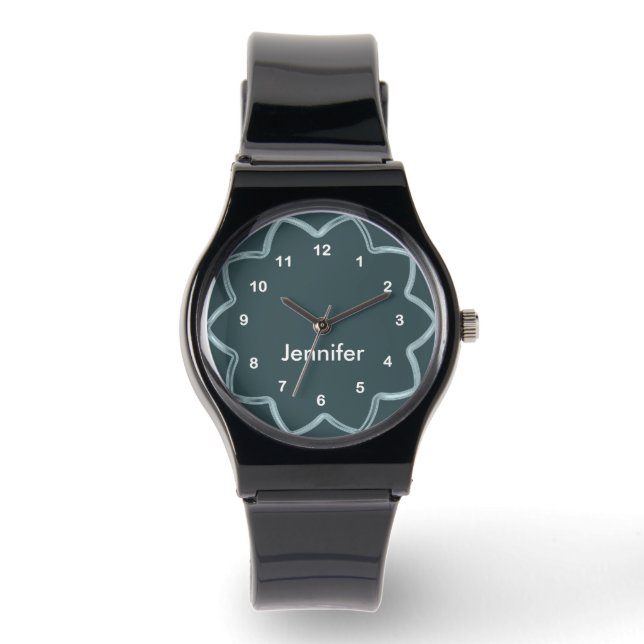 Gepersonaliseerd Abstract Blauwgroen blauw ontwerp Horloge (Voorkant)
