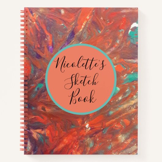 Gepersonaliseerd Abstract Bold Sinaasappel Schilde Notitieboek (Voorkant)