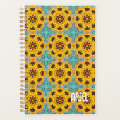 Gepersonaliseerd Abstract Floral Yellow Pattern Planner (Voorkant)