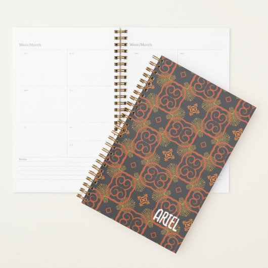 Gepersonaliseerd Abstract Herfst Retro Planner (Display)