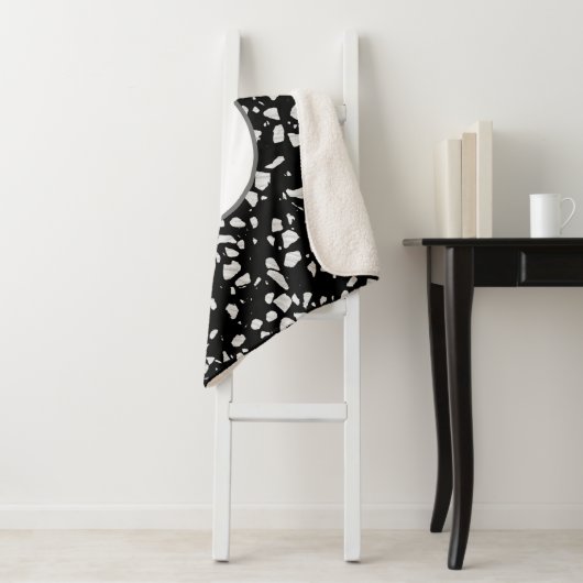 Gepersonaliseerd Abstract Terrazzo Black & White P Sherpa Deken (In situ)