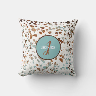 Gepersonaliseerd Abstract Terrazzo Brown & Blue Pa Kussen