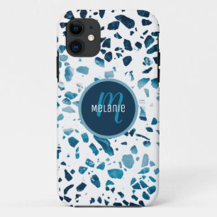 Gepersonaliseerd Abstract "Terrazzo Mosaic Blue Pa iPhone 11 Hoesje