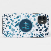 Gepersonaliseerd Abstract "Terrazzo Mosaic Blue Pa Case-Mate iPhone Case (Achterkant (horizontaal))