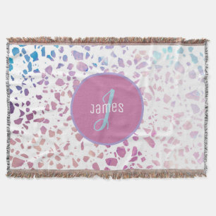 Gepersonaliseerd Abstract Terrazzo Pink & Blue Pat Deken