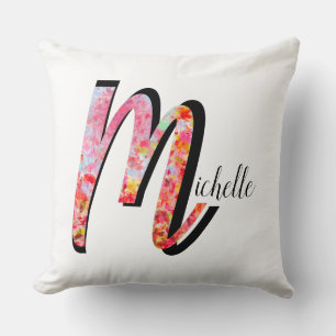 Gepersonaliseerd abstract valblad monogram M Kussen