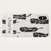 Gepersonaliseerd achtergrondpatroon van veren en h Case-Mate iPhone case (Achterkant (horizontaal))