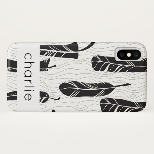 Gepersonaliseerd achtergrondpatroon van veren en h Case-Mate iPhone case (Achterkant (horizontaal))