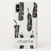 Gepersonaliseerd achtergrondpatroon van veren en h Case-Mate iPhone case (Achterkant)