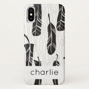 Gepersonaliseerd achtergrondpatroon van veren en h iPhone x hoesje