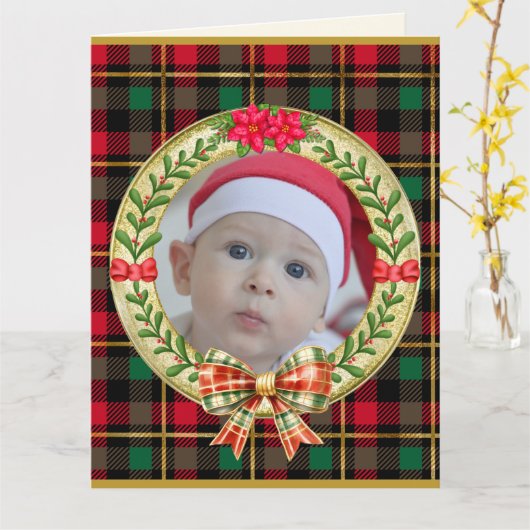 Gepersonaliseerd Afbeelding Lijst en Kerstkrans C Kaart (Gele Bloem)