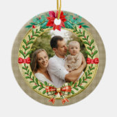 Gepersonaliseerd Afbeelding Lijst en Kerstkrans Keramisch Ornament (Voorkant)