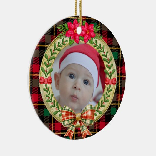 Gepersonaliseerd Afbeelding Lijst en Kerstkrans Keramisch Ornament (Rechts)