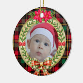 Gepersonaliseerd Afbeelding Lijst en Kerstkrans Keramisch Ornament (Links)