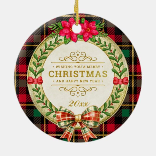 Gepersonaliseerd Afbeelding Lijst en Kerstkrans Keramisch Ornament (Achterkant)