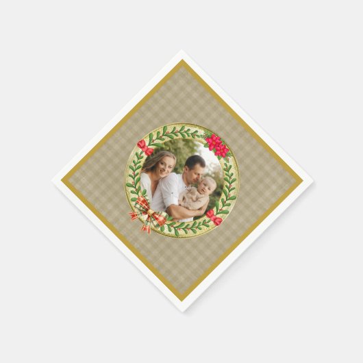 Gepersonaliseerd Afbeelding Lijst en Kerstkrans N Servet (Hoek)
