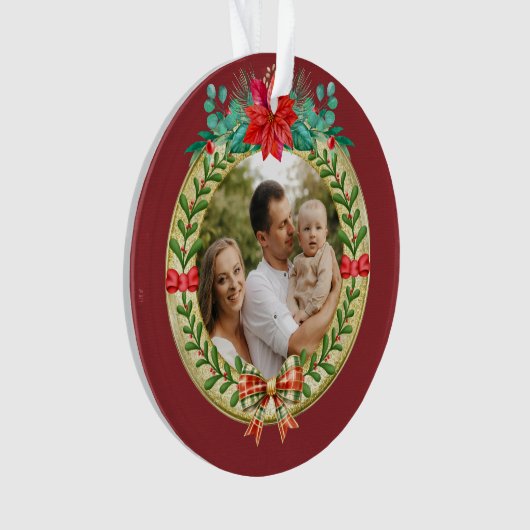 Gepersonaliseerd Afbeelding Lijst en Kerstkrans Ornament (voorkant)