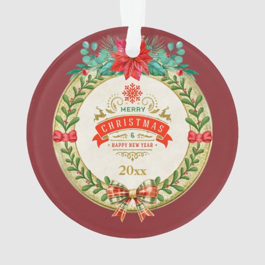 Gepersonaliseerd Afbeelding Lijst en Kerstkrans Ornament (achterkant)
