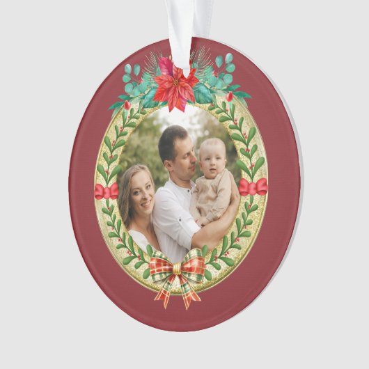 Gepersonaliseerd Afbeelding Lijst en Kerstkrans Ornament (voorkant)